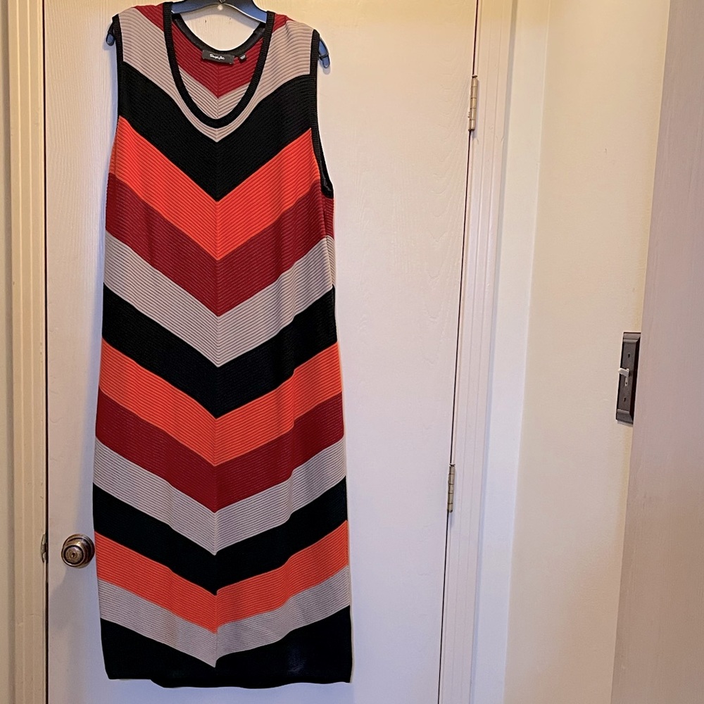 SimplyBe Chevron Sleeveless Midi Sweater Dress Size 24/26